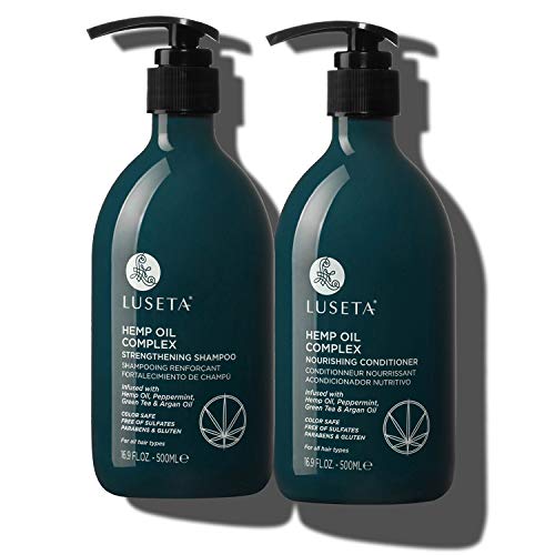 Luseta Hemp Oil Complex Shampoo & Conditioner Set, Argan Oil, Hair Loss/Repair, Thickens & Enriches Thinning Hair for Men & Women Parabans & Sulphate Free for All Hair Types 2 x 16.9oz