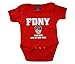 FDNY INFANTS RED ONESIE WITH COLORED CHEST PRINT (6M)