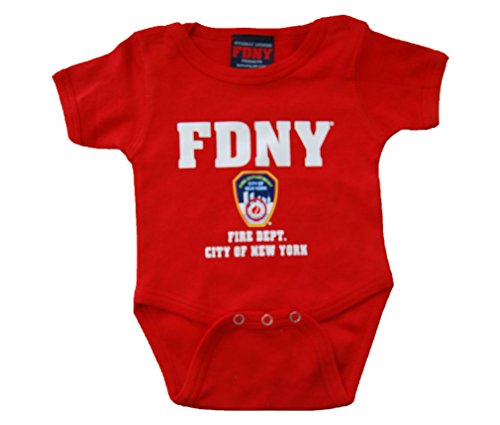 FDNY INFANTS RED ONESIE WITH COLORED CHEST PRINT (6M)