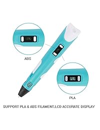 3d pen, 3d impresora pluma de impresión con visualización LCD, compatible con PLA y ABS, 3d Amohadilla para bolígrafo de dibujo para manualidades, perfecto regalo para niños y adultos, viene W 1.9 yard Pla filamento y plantillas de papel (Azul)