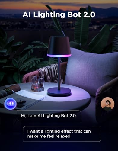 Govee Table Lamp Classic RGBICWW, Smart Cordless Lamp Work with Matter, Alexa and Google Assistant, with 72+ Scene Modes, 500Lm, 2700-6500K, Nightstand Lamp for Living Room, Bedrooom and Office