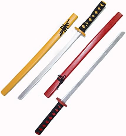 Large Wooden Toy Katana Swords | Set in Red and Orange