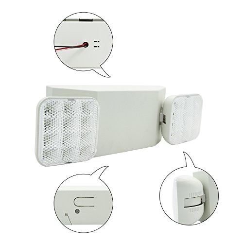 Ainfox 6Pack LED Emergency Exit Light, Dual Head Hardwired with Battery Back-up Ultra Bright 120V/277VAC White (6 Pack) - Thumbnail 3