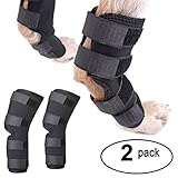 Dog Canine Rear Leg Brace Hock Joint Wrap Protector for Torn ACL, 2Pack Hind Leg Compression Sleeve and Extra Supportive for Loss of Stability, Wound Injury and Sprain Healing of Arthritis - Black L