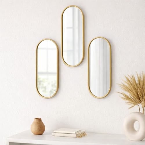 Bandeja Oval Espelhada Dourada Decorativa para Organização e Decoração
