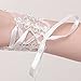 Lace Fingerless Rhinestone Beaded Bridal Gloves for Wedding Prom Party White