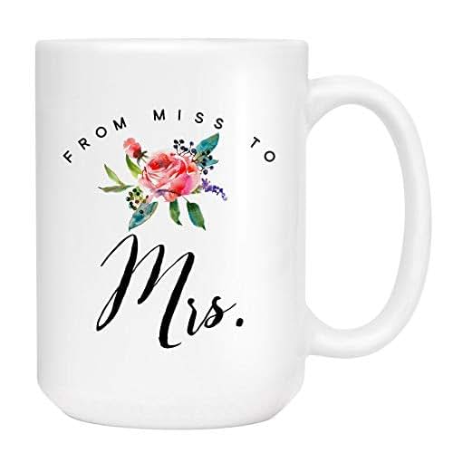 Miss to Mrs Engagement Coffee Mug Cute Wedding Funny Cup for Women Unique Fun