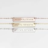 A Hand stamped Custom Coordinates Necklace in Gold Silver Rose Gold Personalized Name Initial Gifts - 4N