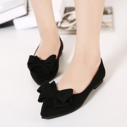 Meeshine Ladies’s Comfy Bow Level Toe Flat Pumps Slip On Footwear