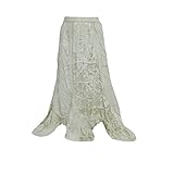 Women's Sexy Grey Embroidered Rayon Zig Zag Maxi Gypsy Skirt