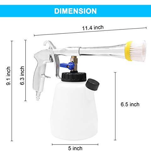 CARFKA High Pressure Car Cleaning Gun, Upgraded Pro Washing Brush Cleaner, Car Interior Tornado Tools Kit, Exterior Air Pulse Sprayer Nozzle with Metal Spinner, 1L Bottle (US Edition)