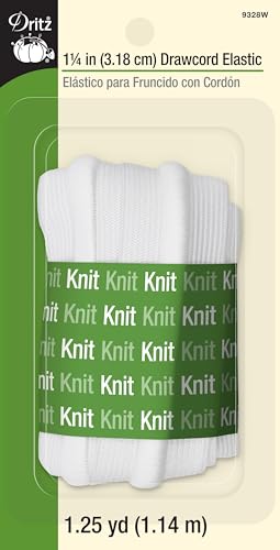 Dritz Kordelzug, gestrickt, 3,8 x 4,8 m, Weiß Elastisches Strickgewebe, 1-1/4-Inch