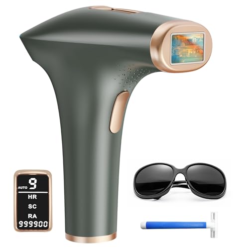 Haarlosy IPL Laser Hair Removal Device for Women and Men 3-in-1 Lazer Hair Remover with 9 Levels Auto Mode 999,900 Flashes for Upper Lips Bikini Line Body Salon Quality Result at Home, Dark Grey