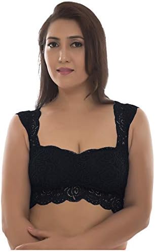 Floral Lace Blouse or Crop Top Padded with Soft Cups Free Size
