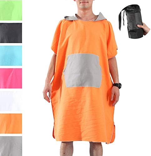 papasgjx Surf Poncho Changing Robe with Pocket,Beach Wetsuit Changing Bath Robe Absorbent Quick Dry for Beach, Swim, Wetsuit, Watersports/One Size Fits All