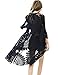 shermie Women's Short Sleeve Summer Lightweight Kimono Loose Long Floral Swimsuits Cover Up Black