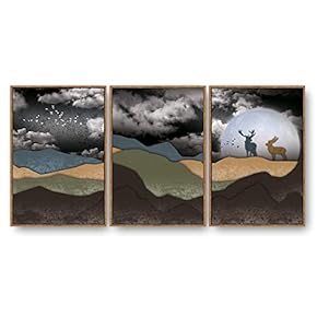 3 Piece Framed Canvas Home Artwork Decoration Abstract Nature Landscape Canvas Wall Art for Living Room, Bedroom - 16"x24"x3 Panels