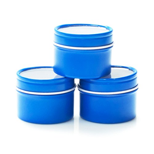 Mimi Pack 1 oz Deep Round Clear Window Tin Slip Top Lid For Salves, Favors, Spices, Balms, Candles, Gifts Limited Run Series 24 Pack (Blue)