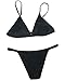 CUPSHE Women's Solid Color Back Hook Bikini Set Beach Swimwear Bathing Sui (L, Black)