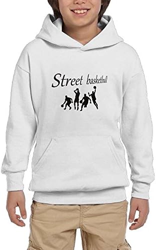 Pulongpoq Street Basketball Youth Boys/Girls Long Sleeve Hoodie Sweatshirt Pullover Hood SozeKey White