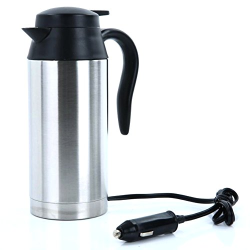 QIN.J.FANG Car Electric Kettle Bottle 750Ml Stainless Steel Heating Cup Handy Cup Thermostat Bottle Coffee Heated Mug Water Heater,24V