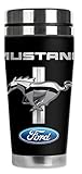 Mugzie Ford Mustang Logo Travel Mug with Insulated Wetsuit Cover, 20 oz, Black