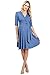 LaClef Women's Maternity Wrap Dress with Tie Waist Belt (Medium, Denim Blue)