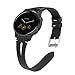 Compatible for Garmin vivoactive 4S Bands, Blueshaw Slim Vintage Leather Strap Replacement for Women, Man, Wristband Accessories Compatible with Garmin vívoactive 4S (40mm) Smartwatch (Black)