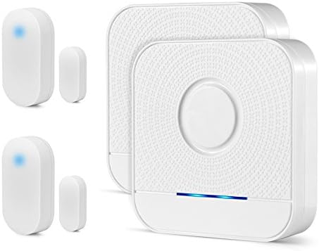 Wireless Doorbell Sensor Chime, Bistee Entry Home Door Window Burglar Alarm with 2 Magnetic Door Sensor and 2 Receiver with Operating at 600-feet/52 Chimes/4-Level Volume for Home Office Stores