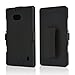 Black Rubberized Matte Hard Case & Kickstand Swivel Holster Clip Combo for Nokia Lumia Icon 929 [Verizon]