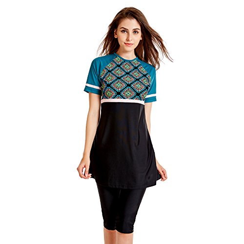 Mnyycxen Modest 2 Pieces Swimwear Women Semi Muslim Shorts Swimsuit Rash Guard Surfing Suit - Thumbnail 7