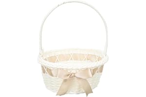 Abaodam Flower Girl Wedding Basket Handwoven Rustic Flower Basket for Wedding Party and Ceremony Use