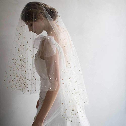 Bridal Wedding Veil Bling 1 Tier 2 Tier Elegant White Veil For Women With Lace Edge - Thumbnail 2