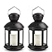 Bright Zeal 2-Pack Hexagon Candle Lantern with LED Flameless Candles Flickering (Black, 8