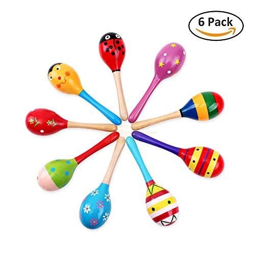 Mini Wooden Maracas Rattles Egg Shaker Kids Musical Party Favor Kid Baby Shaker Sand Hammer Toy (Random Color Pattern)