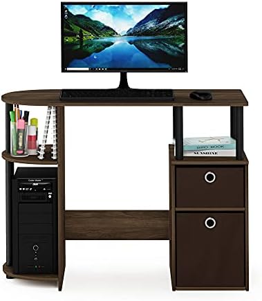 JAYA Simplistisch Computer-Schreibtisch mit Schubladen, Columbia Walnuss/Schwarz