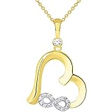 14k Yellow Gold Open Heart CZ Infinity Love Symbol