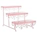 Amalfi Decor 3 Tier Dessert Cupcake Stand, Pastry Candy Cake Cookie Serving Platter for Wedding Event Birthday Party, Rectangular Metal Plate Tower Tray Holder with Crystals, Pink