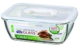 LOCK & LOCK GLASS,12.2 Cup, Borosilicate Glass, Oven Safe, BPA Free, 100% Airtight, Glass Rectangular Food Storage Container with Handle Lid