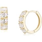 Vanbelle 18K Gold Plated Jewelry Round Small Mini-Hoops Earring with Cubic Zirconia Stones for Women