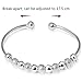 Jiayiqi Women Simple 925 Sterling Silver Color Beads Bangle Bracelet for Women