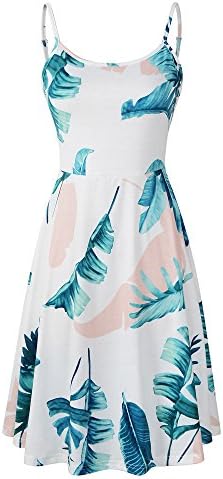 Women's Sleeveless Adjustable Strappy Summer Floral Flared Swing Dress