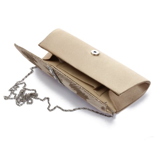 Damara Women’s Stylish Evening Bag Lady Satin Pleated Large Clutch