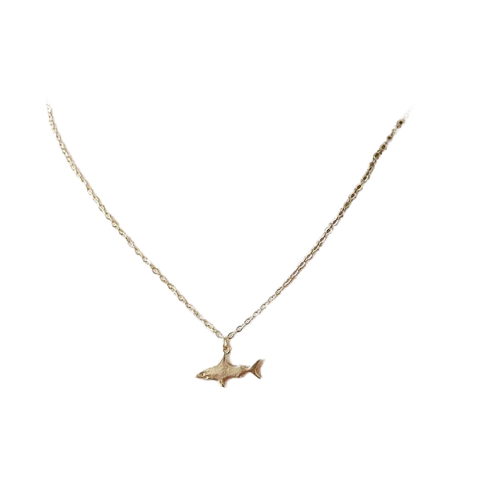 Shark Pendant Necklace Dainty Animal Chain Jewelry for Women Men Girls (Gold)
