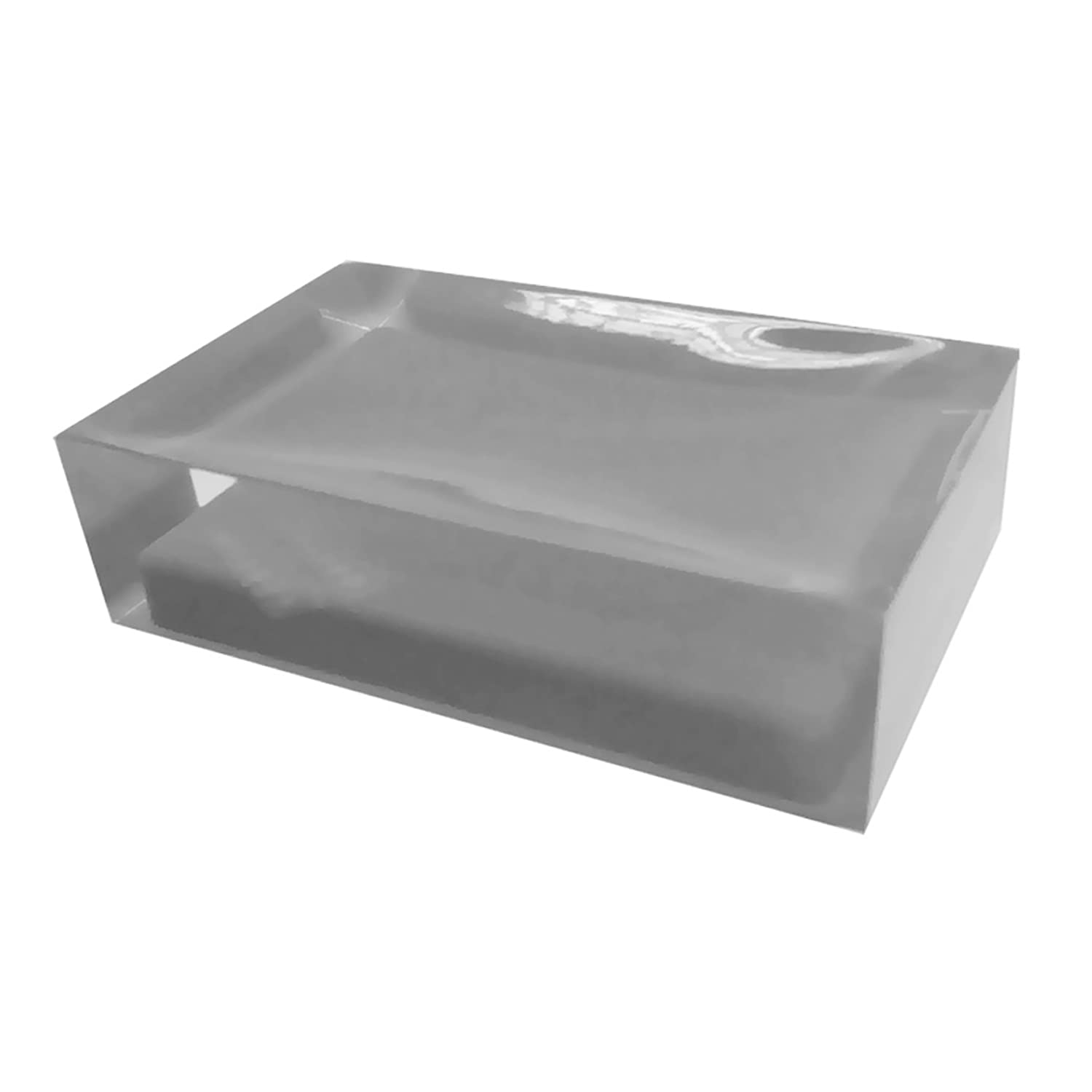 Gedy Auckland, Measures & Weight: 3X11X7 CM & 0.15 kg, Clear Resin Solid Soap Holder, Silver Finish, R&D Design, Handmade, 2 Year Warranty, Unica