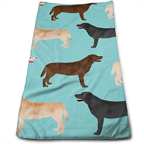 Fechahao Cute Labradors Yellow Chocolate Black Lab Pet Dogs Cotton Bath Towels for Hotel-Spa-Pool-Gym-Bathroom - Super Soft Absorbent Ringspun Towels