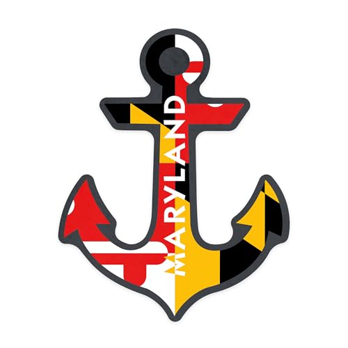 Die Cut Sticker Maryland, Anchor and Flag, Vinyl Sticker, (Waterproof Decal for Cars, Water Bottles, Laptops, Coolers), Small