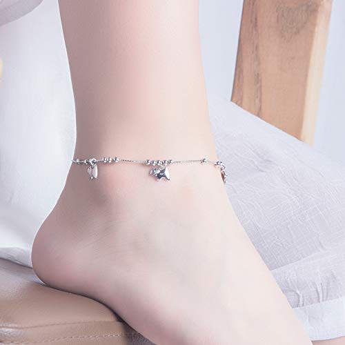 Abiguelle Damen Schmuck, Anhänger Fußkette längenverstellbar Damen-Fußkettchen, 925er Sterlingsilber, Schmuck mit Etui, Weiß