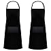 Avorast Black Aprons 2 Pack Water Drop Resistant Chef Kitchen Cooking Bib Apron Pockets Adjustable Strap Men Women Chefs Bakers, Black