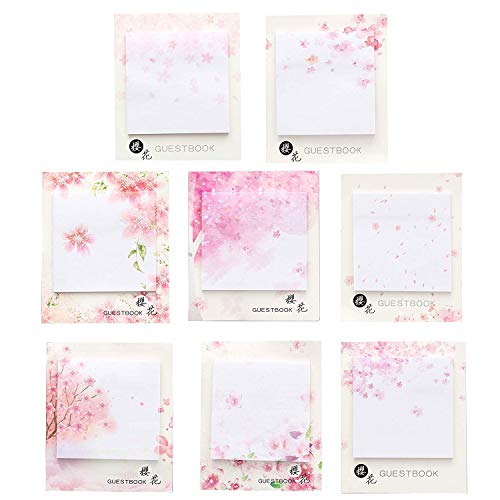 RIANCY Cute Oriental Cherry Sticky Notes, Memo Self-Stick Notes, Things to Do List Notepad, Schedule Marker, 30 Sheets per Pad (Sakura,Pack of 8) - Thumbnail 7